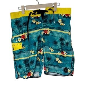 Rip Curl Mens Multicolor Swim Trunks Beach Surf Floral Board Shorts Size 32